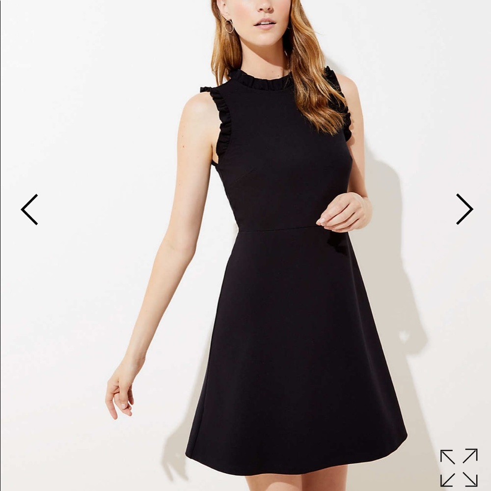 Loft Ruffle Trim Ponte Flare Dress